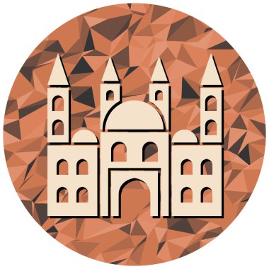 Beyaz arkaplanda karikatür tarzında cami simgesi var. din sembolü