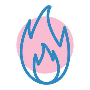 Beyaz arkaplanda izole edilmiş ateş alev simgesi vektörü, sıcak işaret logosu konsepti, doğrusal tasarım.