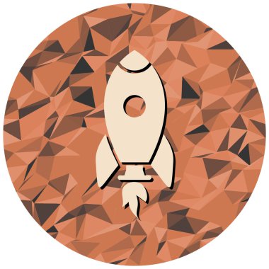 Beyaz arka planda izole edilmiş düz stil bir roket simgesi. boşluk sembolü