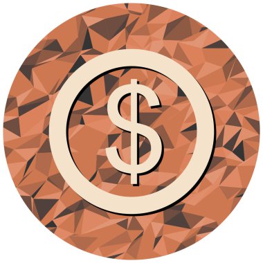 Dolar işareti simgesi. Beyaz arkaplanda internet düğmesi