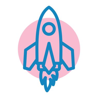 Roket ikon vektörü. Düz çizim. 10 saniye.