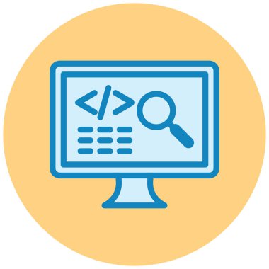 Bilgisayar kodlaması. Web simgesi basit illüstrasyon