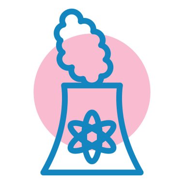 Nükleer enerji santrali ikon vektörü. İnce çizgi işareti. izole edilmiş sınır sembolü çizimi