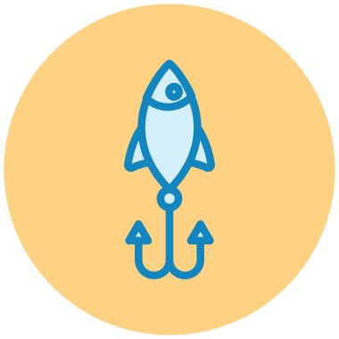 balık ve balık ikonu ana hatlı biçim vektörü izole çizimi