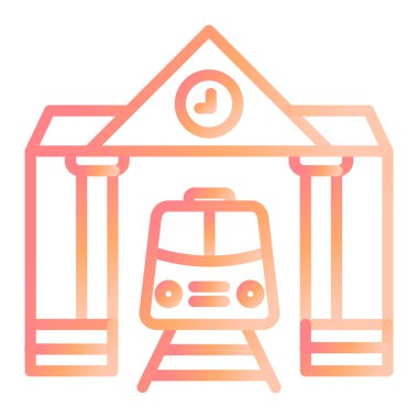 Tren İstasyonu modern ikon vektör illüstrasyonu 