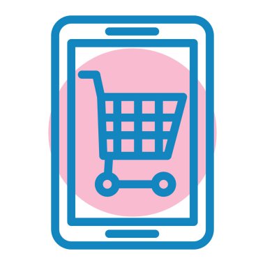 alışveriş arabası vektör çizimi olan cep telefonu