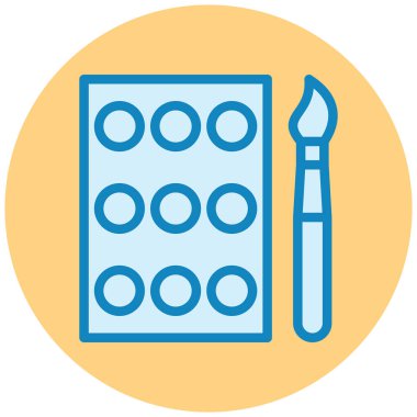 Fırça simgesi olan palet, vektör illüstrasyonu basit tasarım