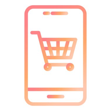 Alış veriş arabası vektör resimli akıllı telefon.