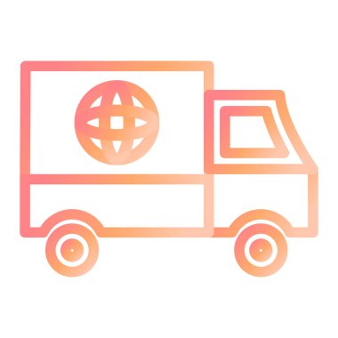 Global dağıtım kamyonu. Basit resimleme