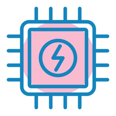 güç çipi vektör çizgisi simgesi