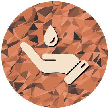 Bir damla ikonunu tutan el. vektör illüstrasyonu