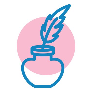 Mürekkepli tüy. Web simgesi basit illüstrasyon