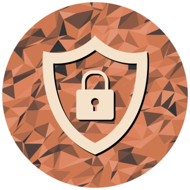 asma kilit simgesi ve vektör illüstrasyonlu kalkan