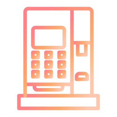 ATM makine simgesi. Web için hesap makinesi vektör simgelerinin özet çizimi