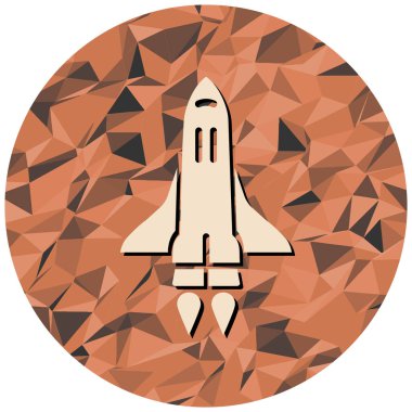 Kahverengi arka planda izole edilmiş düz stil bir roket simgesi. boşluk sembolü