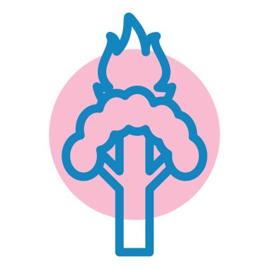 Alevli ağaç. Web simgesi basit illüstrasyon