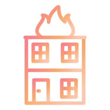 Yangın Binası. Web simgesi basit illüstrasyon 