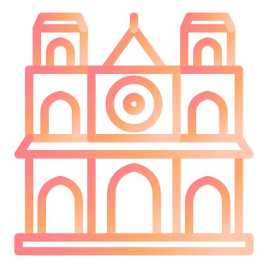 Notre Dame binası. Web simgesi basit tasarım