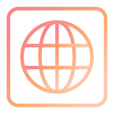 Dünya haritası simgesi. Beyaz arkaplanda internet düğmesi