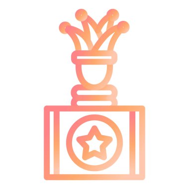 Podyum ve taç ikonlu kupa. Web için kazanan ödül vektör simgelerinin izometrik illüstrasyonu