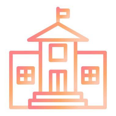 Okul. Web simgesi basit illüstrasyon 