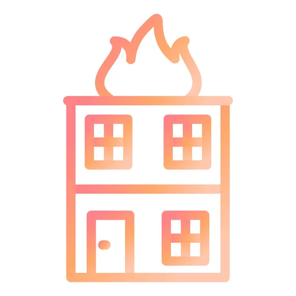 Bâtiment Incendie Icône Web Illustration Simple — Image vectorielle