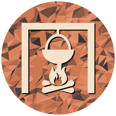 Ateş ikonu. Web tasarımı için kamp ateşi vektör sembolünün düz çizimi