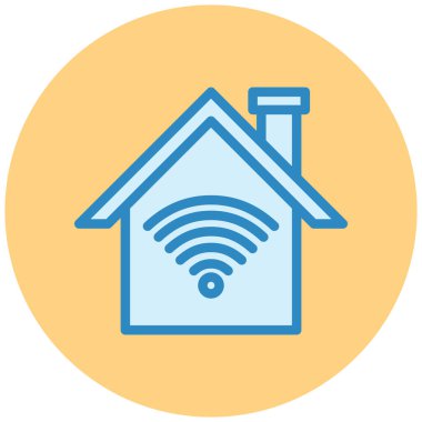 Wi-Fi, emlak, internet, mülk, ev, inşaat hattı. Web simgesi