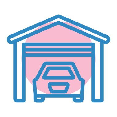 Araba garajı ikon vektörü. İnce çizgi işareti. izole edilmiş sınır sembolü çizimi