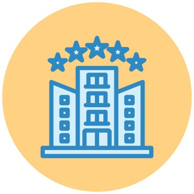 Otelde. Web simgesi basit illüstrasyon