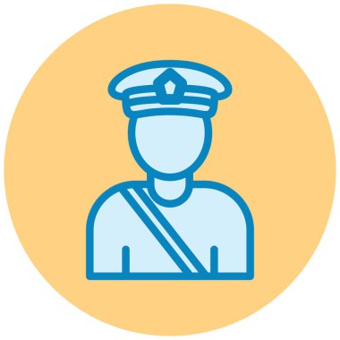 Sarı arka planda izole edilmiş düz bir polis simgesi