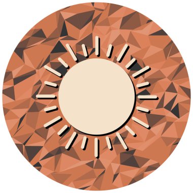 Güneş ikonu. Ağ için soyut yuvarlak vektör düğmesinin düz çizimi