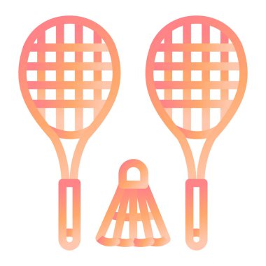 badminton raketi, tenis raketi ve servis aleti. vektör illüstrasyonu