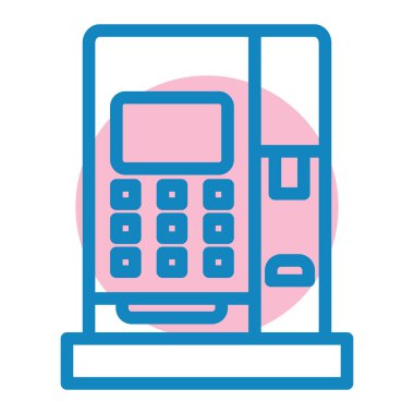 ATM makine simgesi vektörü. Taslak cep telefonu işareti. izole edilmiş sınır sembolü çizimi