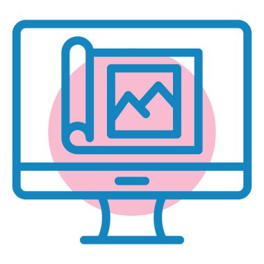 Monitör. Web simgesi basit illüstrasyon