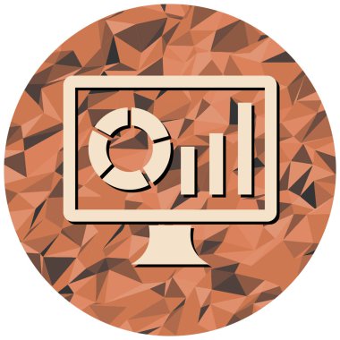 Grafik ve grafik ikonlu bilgisayar monitörü. vektör illüstrasyonu