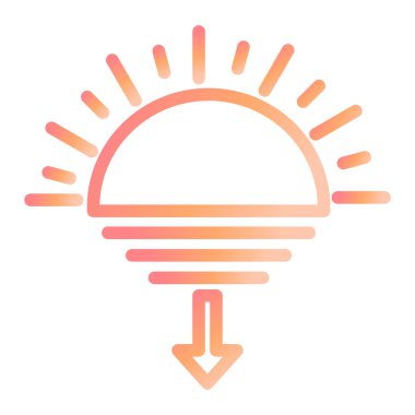 Güneş battı. Web simgesi basit illüstrasyon