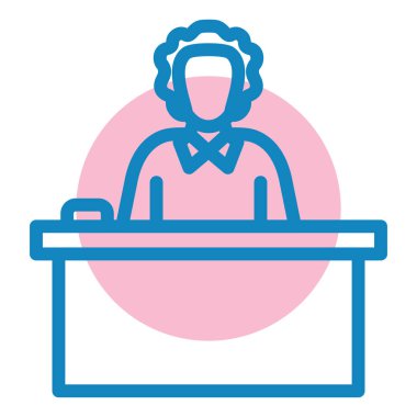 Resepsiyon satırı vektör simgesindeki kadın