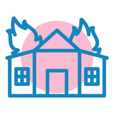 Ev, yangın. Web simgesi basit illüstrasyon