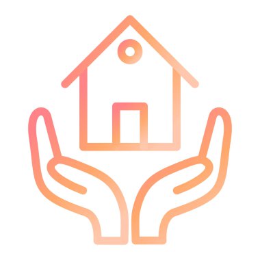 Ev sigortası. Web simgesi vektör illüstrasyonu