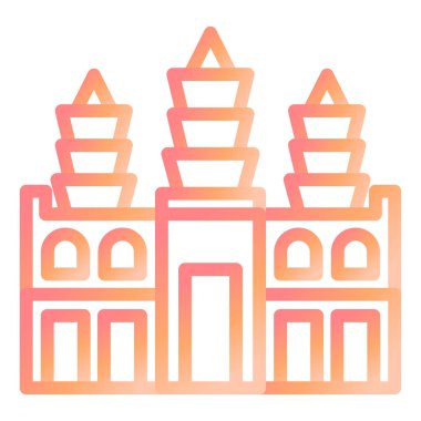 Angkor Wat binası. Web simgesi basit illüstrasyon