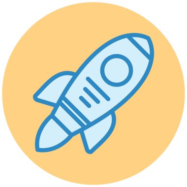 Roket. Web simgesi basit illüstrasyon