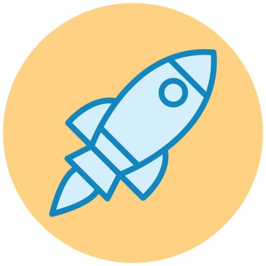 Roket. Web simgesi basit illüstrasyon