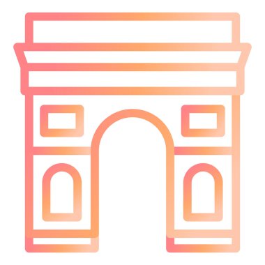  Ark De Triomphe binası. Web simgesi vektör illüstrasyonu