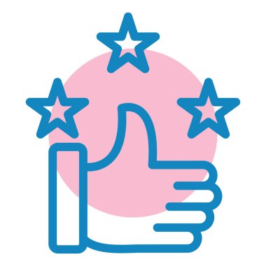 yıldızlar ve başparmak simgesi, vektör illüstrasyonu