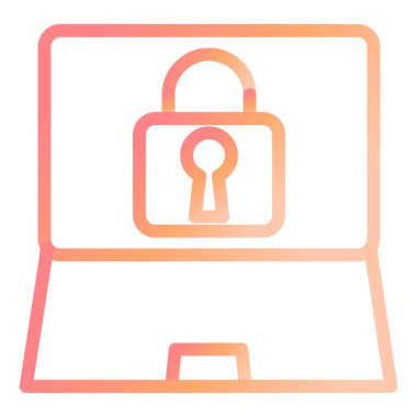 Laptop kilitlendi. Web simgesi basit illüstrasyon