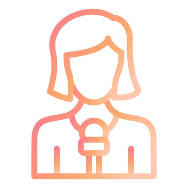 Bayan Muhabir. Web simgesi basit illüstrasyon