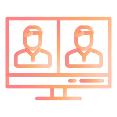 Telekonferans. Web simgesi basit illüstrasyon