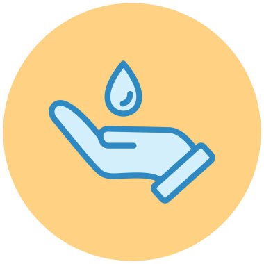 El ele tutuşan su damlası. vektör illüstrasyonu