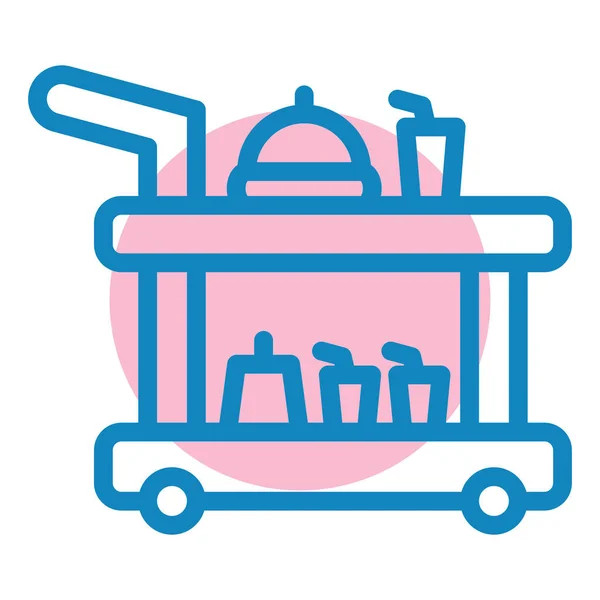 Vecteur Icône Livraison Nourriture Chariot Avec Bagage Panneau Panier Illustration — Image vectorielle